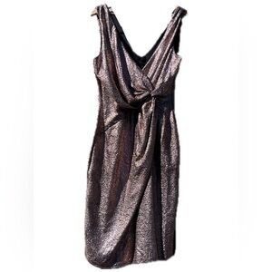 Debut Elegant Black and Rose Gold Dress Faux Wrap